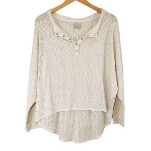 URBAN OUTFITTERS Raw Edge Waffle Knit Long Sleeve High Low Top Size Small